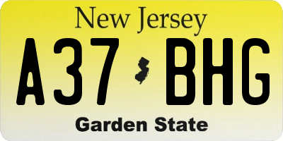 NJ license plate A37BHG