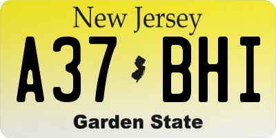 NJ license plate A37BHI