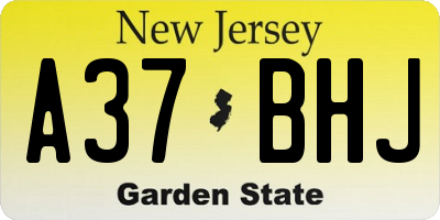 NJ license plate A37BHJ