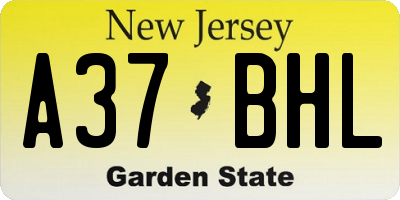 NJ license plate A37BHL