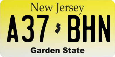 NJ license plate A37BHN
