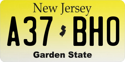NJ license plate A37BHO