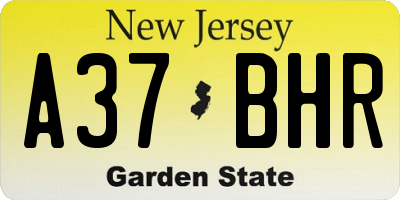 NJ license plate A37BHR