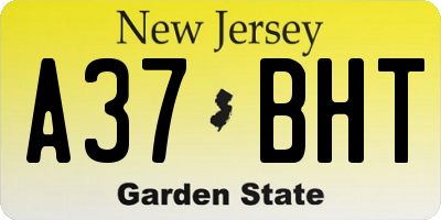 NJ license plate A37BHT