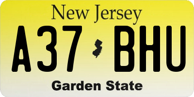 NJ license plate A37BHU
