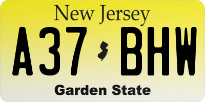 NJ license plate A37BHW