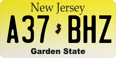 NJ license plate A37BHZ