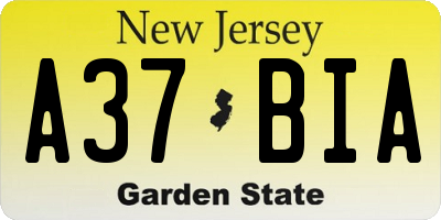 NJ license plate A37BIA