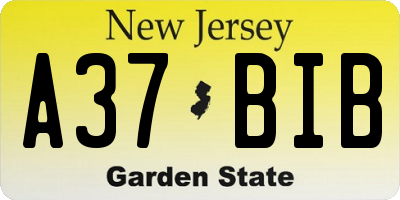 NJ license plate A37BIB