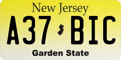 NJ license plate A37BIC