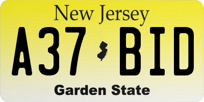 NJ license plate A37BID