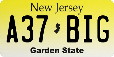 NJ license plate A37BIG