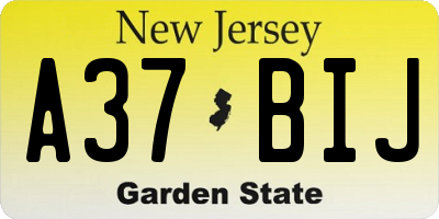 NJ license plate A37BIJ