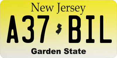 NJ license plate A37BIL