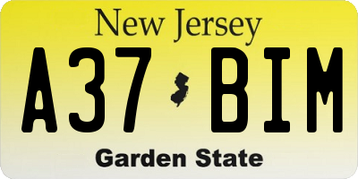 NJ license plate A37BIM