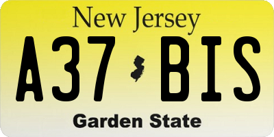 NJ license plate A37BIS