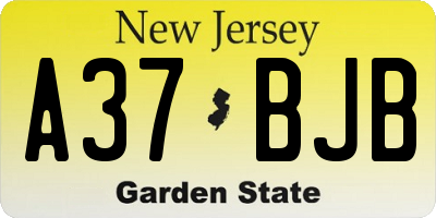 NJ license plate A37BJB