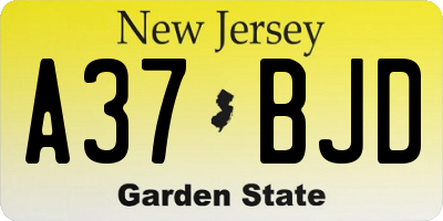 NJ license plate A37BJD