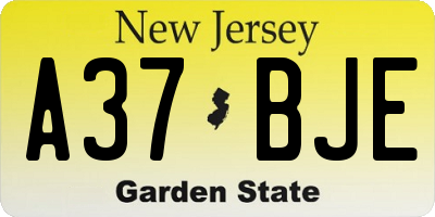 NJ license plate A37BJE