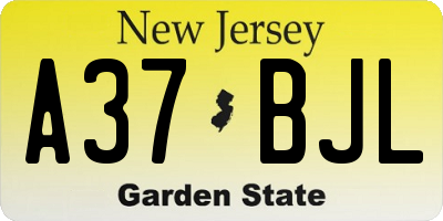 NJ license plate A37BJL