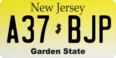 NJ license plate A37BJP