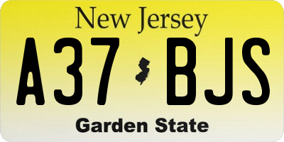 NJ license plate A37BJS