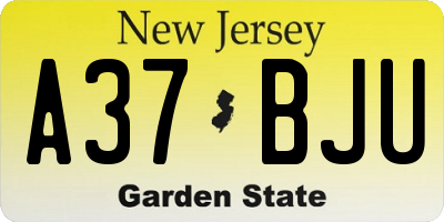 NJ license plate A37BJU