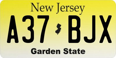 NJ license plate A37BJX