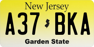 NJ license plate A37BKA