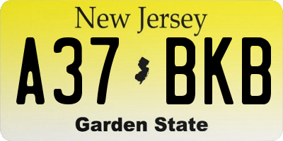 NJ license plate A37BKB