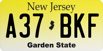 NJ license plate A37BKF