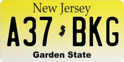 NJ license plate A37BKG