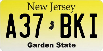 NJ license plate A37BKI