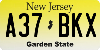 NJ license plate A37BKX