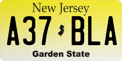 NJ license plate A37BLA