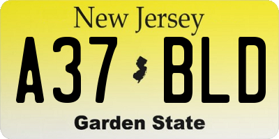 NJ license plate A37BLD