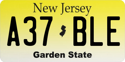 NJ license plate A37BLE