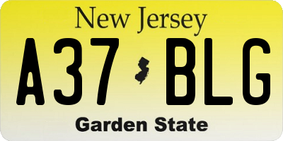 NJ license plate A37BLG