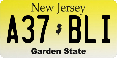 NJ license plate A37BLI
