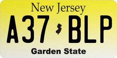NJ license plate A37BLP