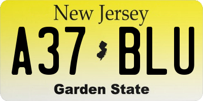 NJ license plate A37BLU