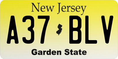 NJ license plate A37BLV