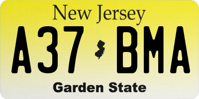 NJ license plate A37BMA