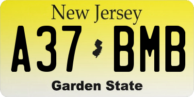 NJ license plate A37BMB