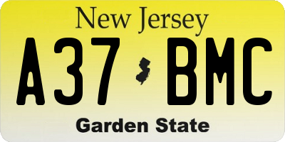 NJ license plate A37BMC