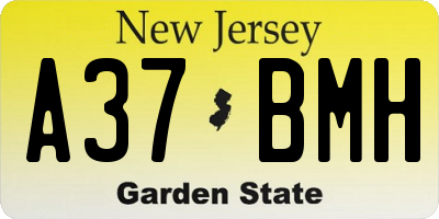 NJ license plate A37BMH