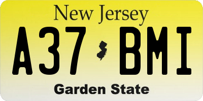 NJ license plate A37BMI