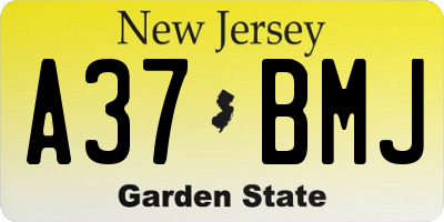 NJ license plate A37BMJ