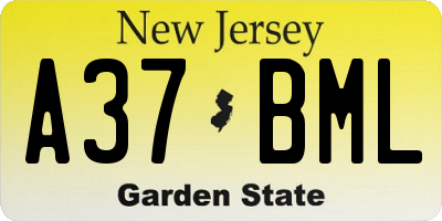 NJ license plate A37BML