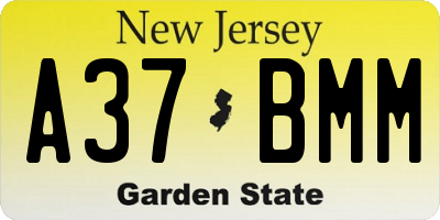 NJ license plate A37BMM